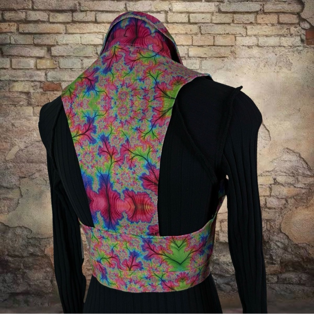 Psycho Felix Rave Hippie Kaleidoscope Spiritual Festival Psy Jean Vest XL